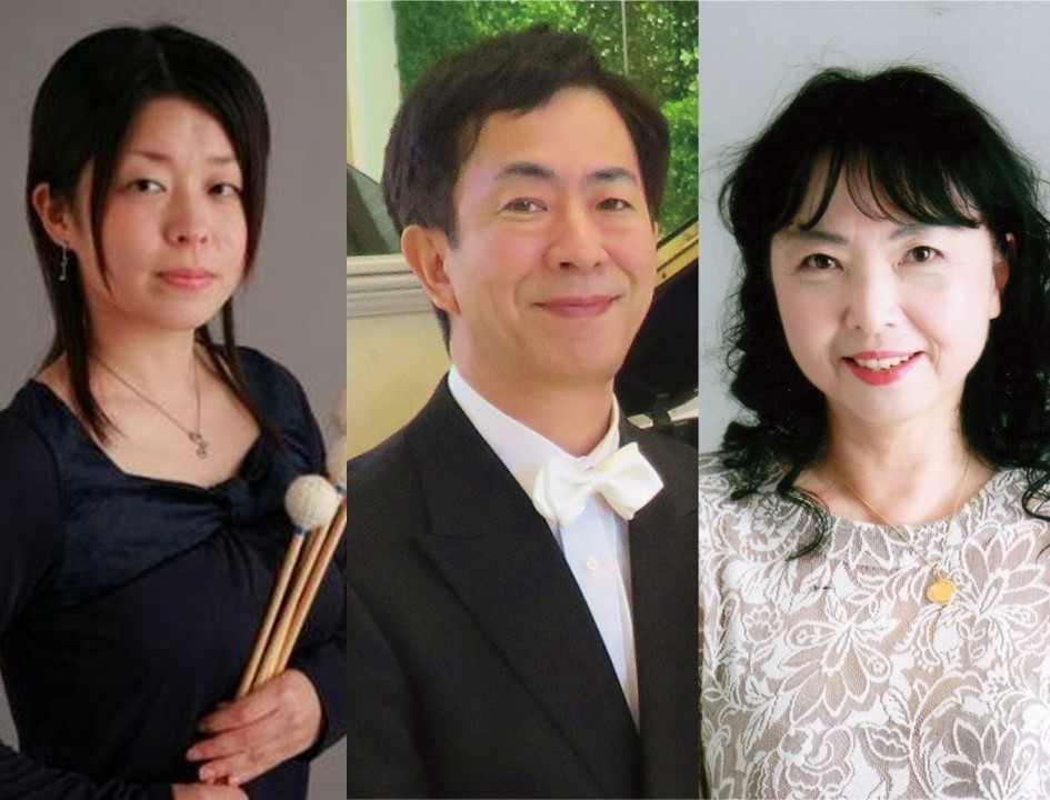 （左から）マリンバ：大坪雅子、ヴァイオリン：森和幸、ピアノ：木須千津子